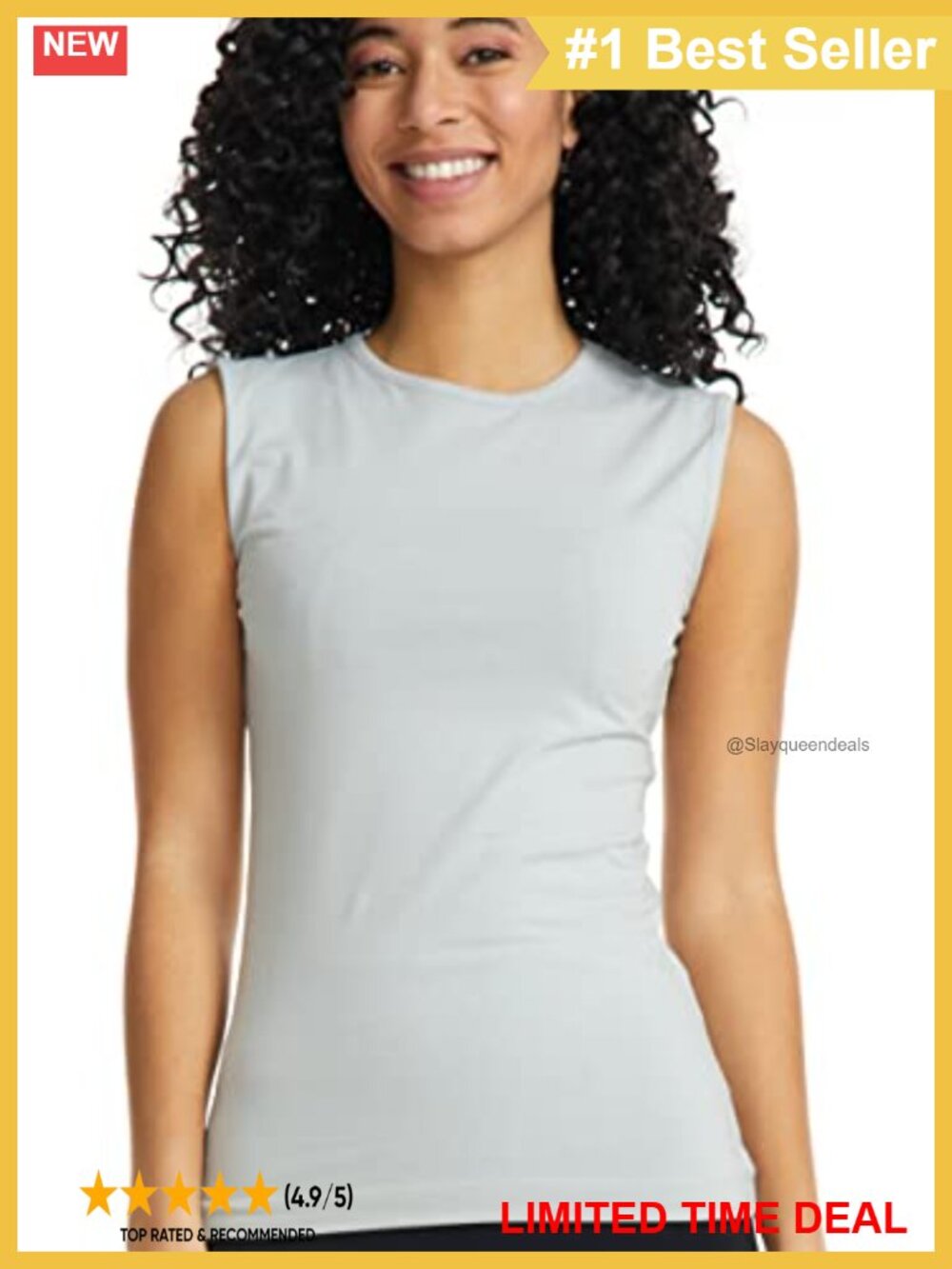 Sleeveless Fitted Tank Top – Stretch Cotton Blend Layering Essential